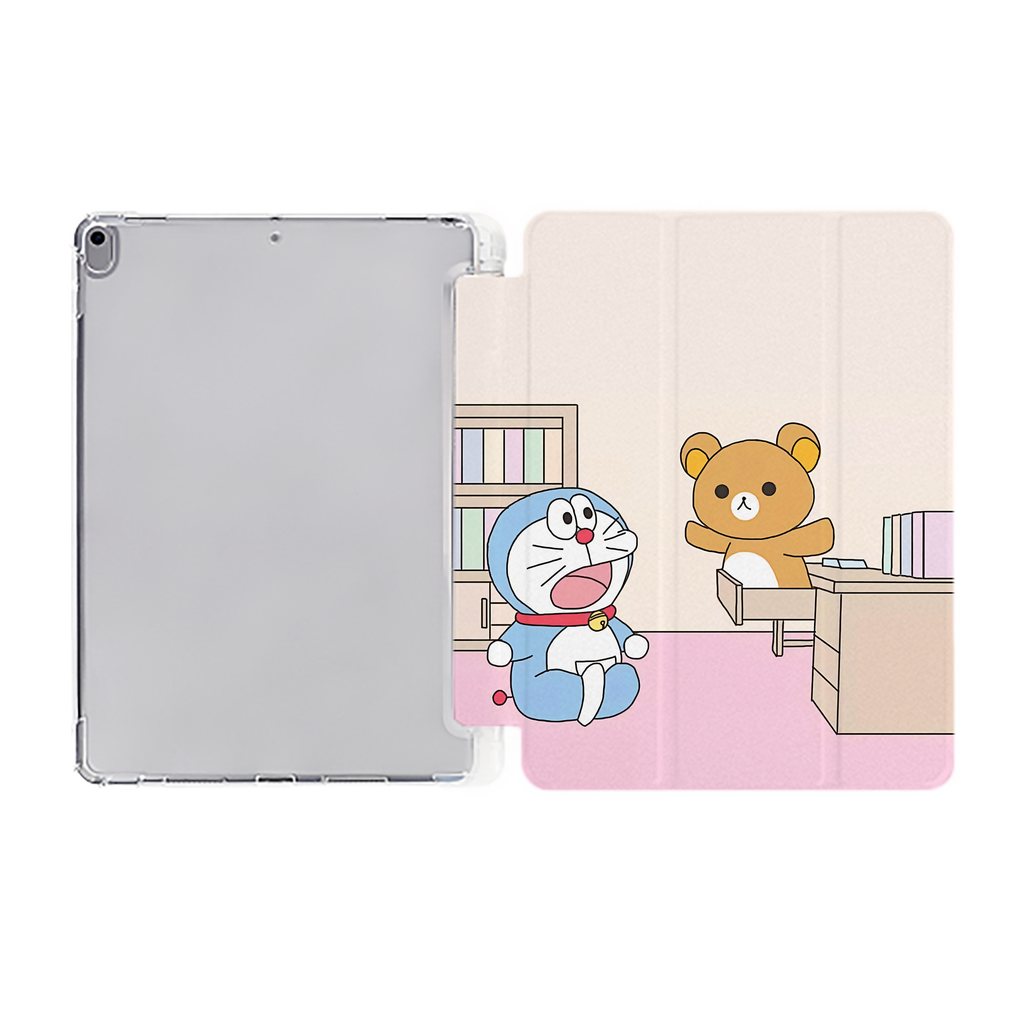 （画像用） ドラえもん Doraemon IPad ケース ペン収納付き 三つ折りスタンド PUレザー×シリコン 対応機種9.5/10.5/10.9インチ